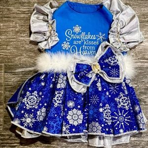 Fur lined and bejeweled dress for dogs or cats couture NEW!